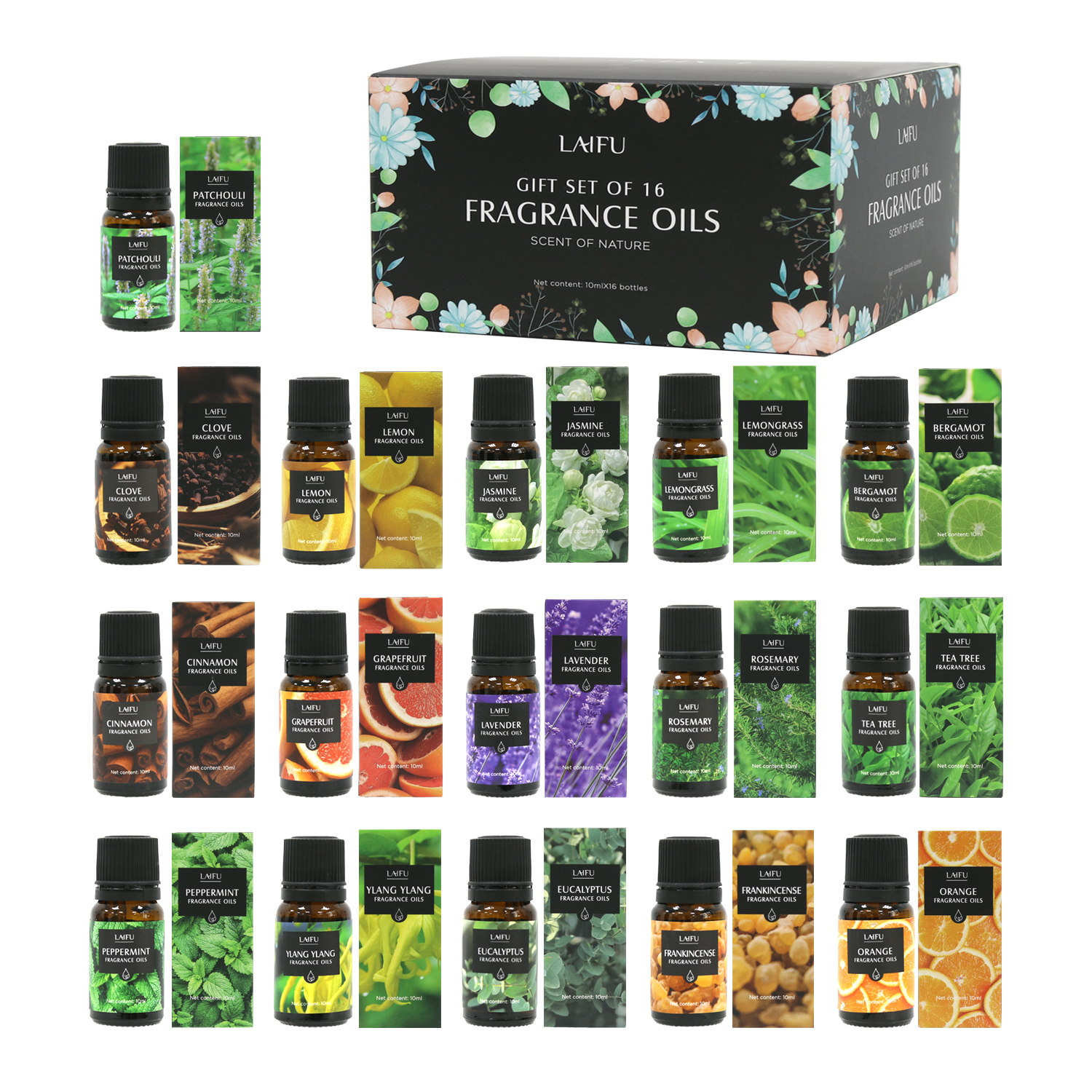 Home Fragrance Products - 16x10ml Essential Oils Set for Diffuser