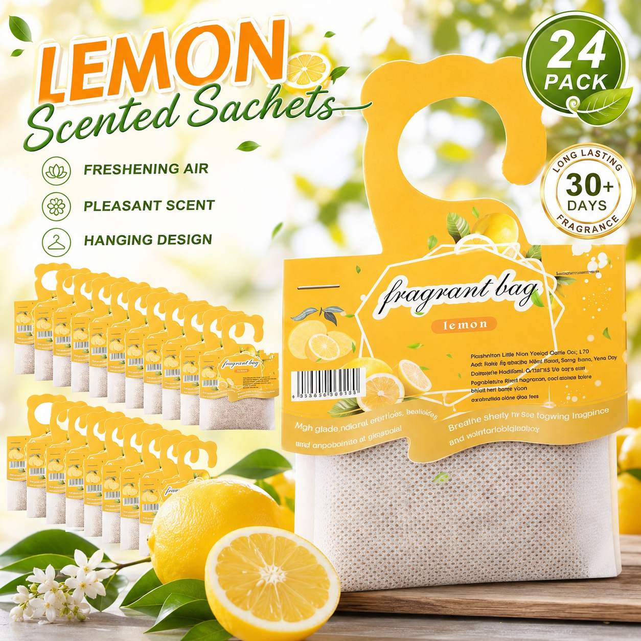 Home Fragrance Relax - Hanging Lemon Scented Sachets, Closet And