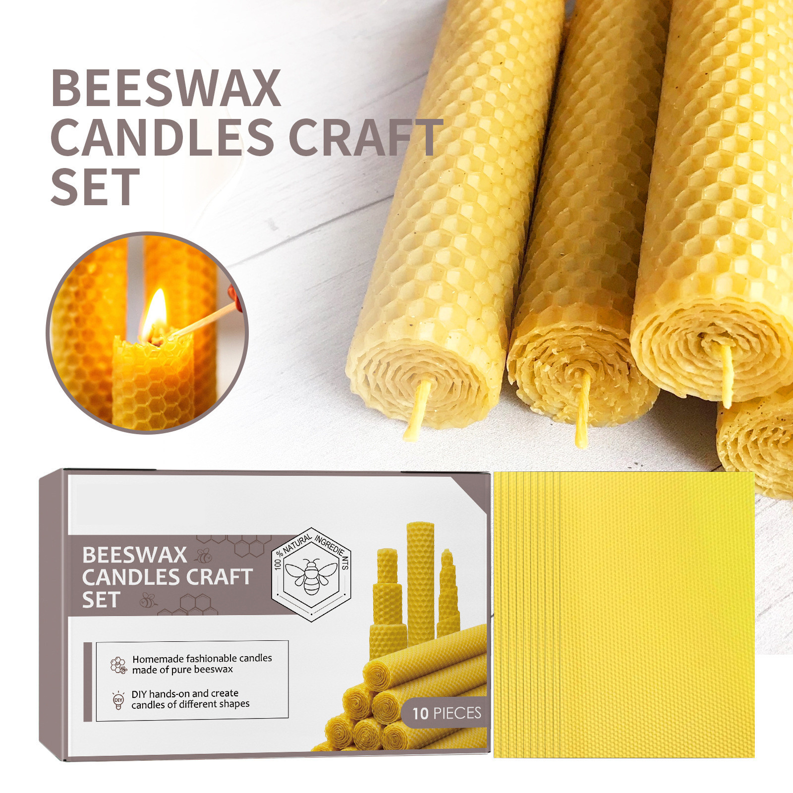 10/20/30pcs Natural Beeswax Sh - Beeswax Taper Candle incelemesi ve fiyatı