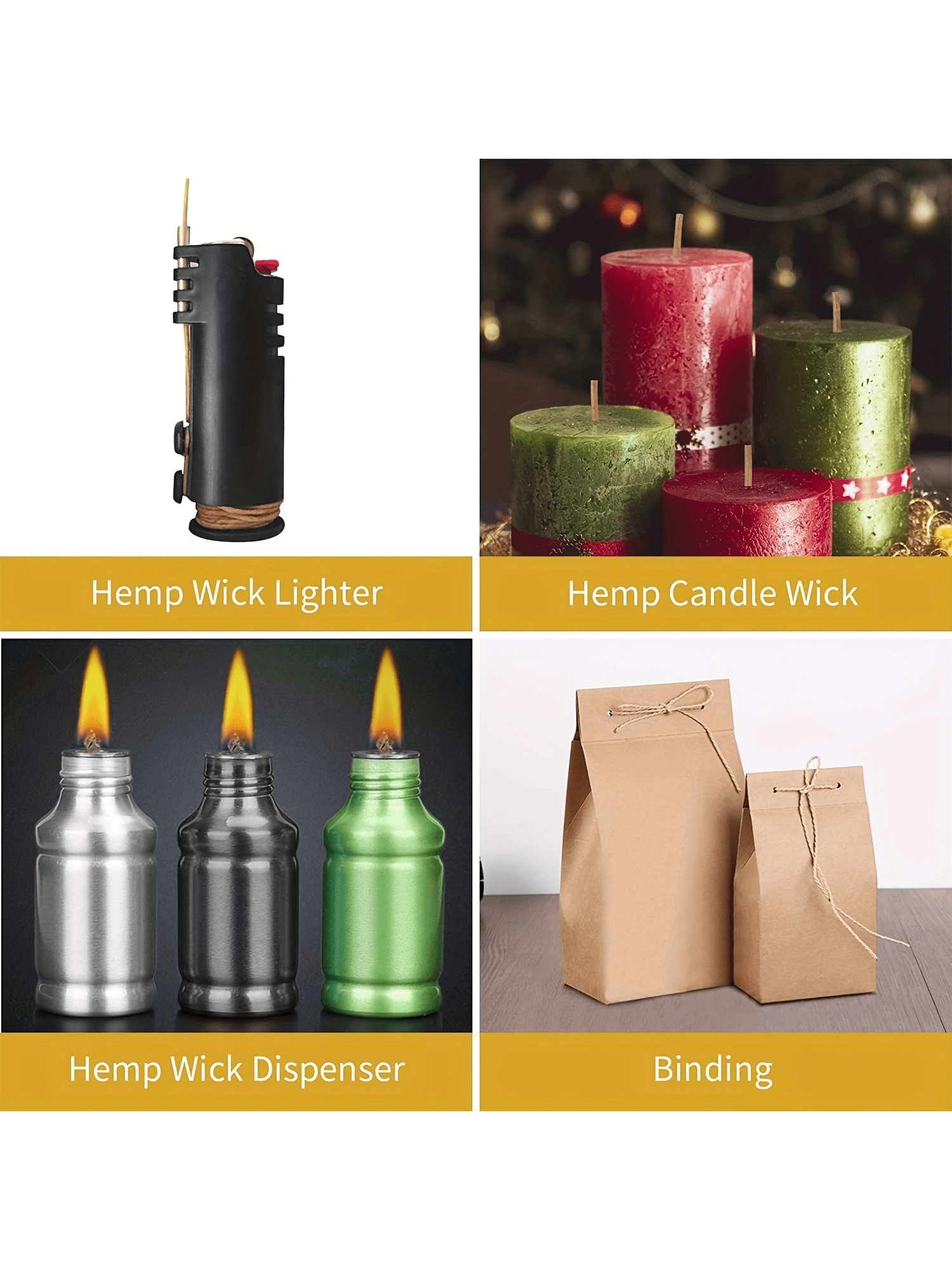200 in Hemp Wick, Hemp Wick Co - Beeswax Taper Candle incelemesi ve fiyatı